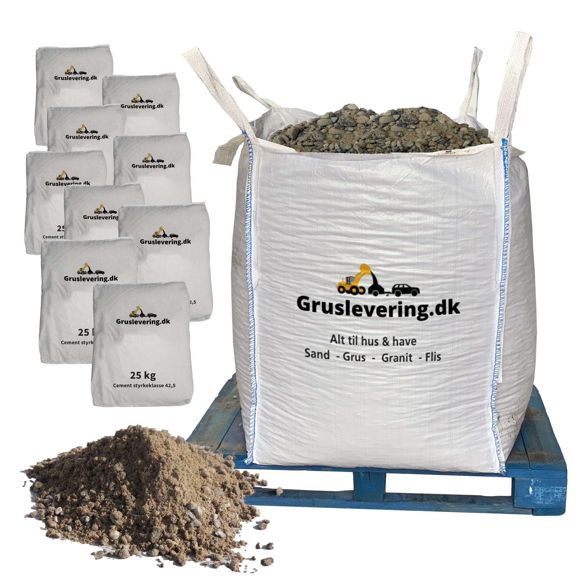 Støbemix 0-8 mm 1300kg + 175kg cement