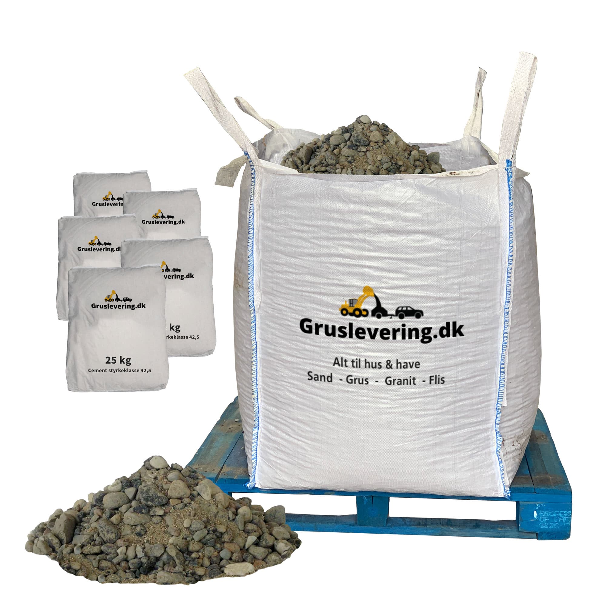 Støbemix 0-16 mm 1300kg + 175kg cement